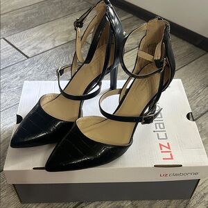 Liz Claiborne Black Croc-Embossed Heels